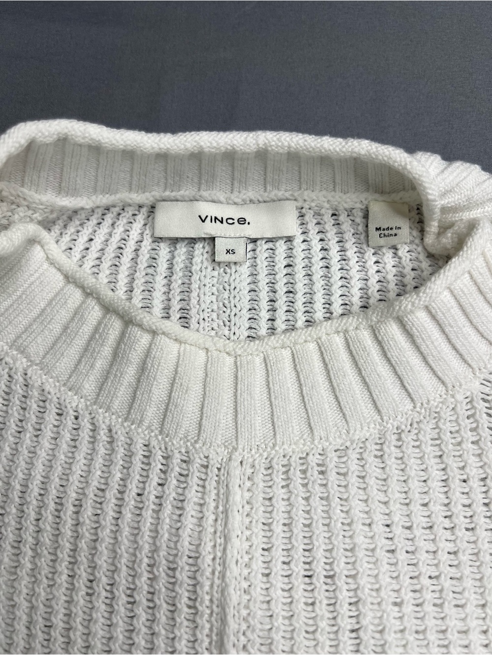 Vince 100% Cotton White Knit Sweater | XS | Luxe Minimalist Staple